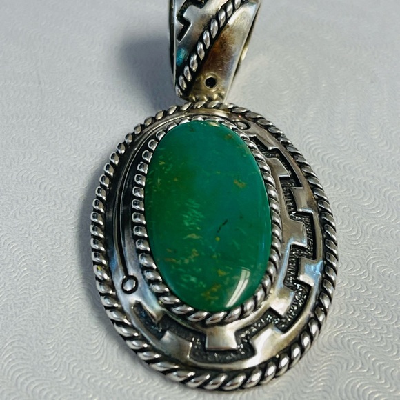 Carolyn Pollack Sterling Silver Turquoise Pendant. - Picture 3 of 6